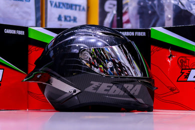ZEBRA 795 CASCO GLOSS BLACK GRAY WITH FREE SPOILER & FREE CLEAR LENS (SINGLE VISOR)