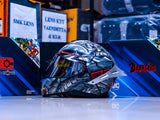 GILLE 883 FALCON DC SERIES CYBORG BLACK SILVER!! FREE CLEAR LENS & SPOILER (DUAL VISOR)