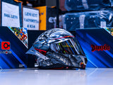 GILLE 883 FALCON DC SERIES CYBORG BLACK SILVER!! FREE CLEAR LENS & SPOILER (DUAL VISOR)