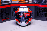 MT THUNDER VALIANT AO GLOSS PEARL WHITE WITH AGRESSIVE SPOILER (DUAL VISOR)