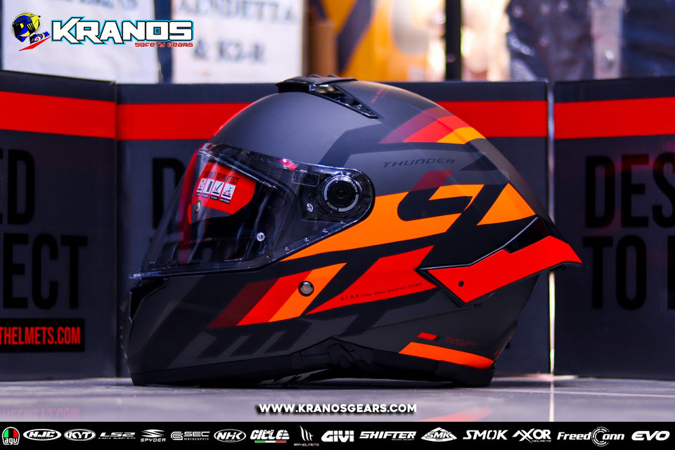 MT THUNDER ERGO B15 MATTE RED WITH AGRESSIVE SPOILER (DUAL VISOR)