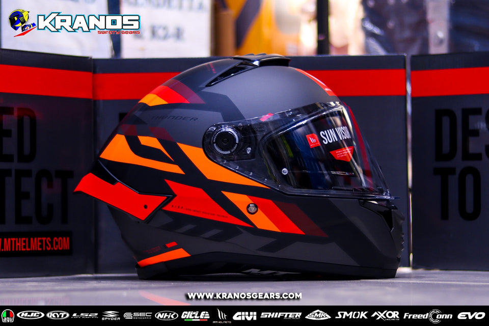 MT THUNDER ERGO B15 MATTE RED WITH AGRESSIVE SPOILER (DUAL VISOR)
