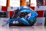 GILLE GTS V2 ZEFRA MATTE BLACK BLUE! FREE CLEAR LENS WITH BUILT IN SPOILER (DUAL VISOR)