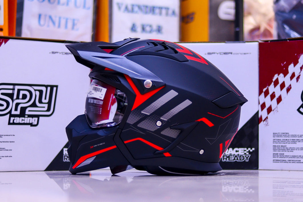 SPYDER CORE G 3612M RS MATTE BLACK RED!! WITH FREE LENS (DETACHABLE CHIN)