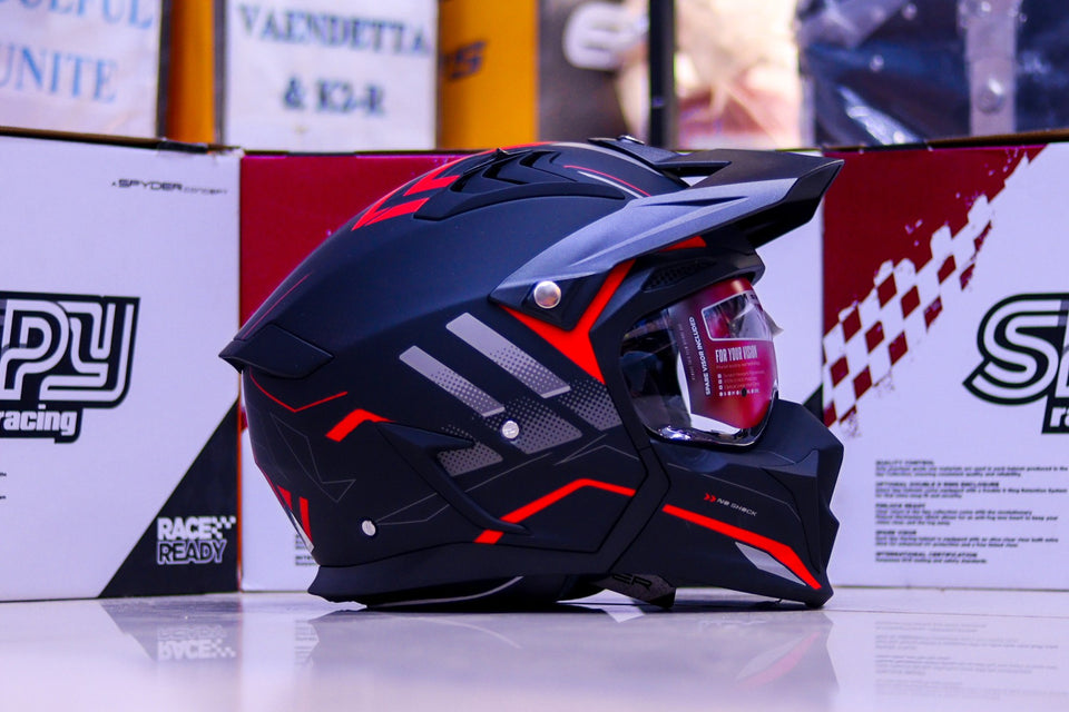 SPYDER CORE G 3612M RS MATTE BLACK RED!! WITH FREE LENS (DETACHABLE CHIN)