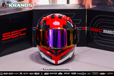 SEC WHIRLWIND RUNNER BLACK RED GLOSSY INSTALL RED VISOR WITH FREE CLEAR LENS (DUAL VISOR)