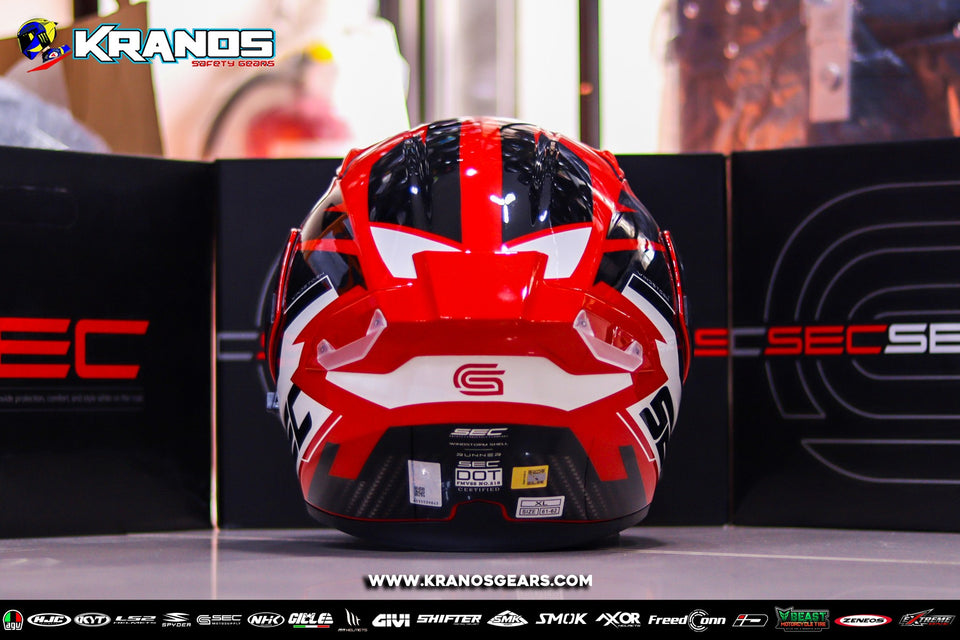 SEC WHIRLWIND RUNNER BLACK RED GLOSSY INSTALL RED VISOR WITH FREE CLEAR LENS (DUAL VISOR)