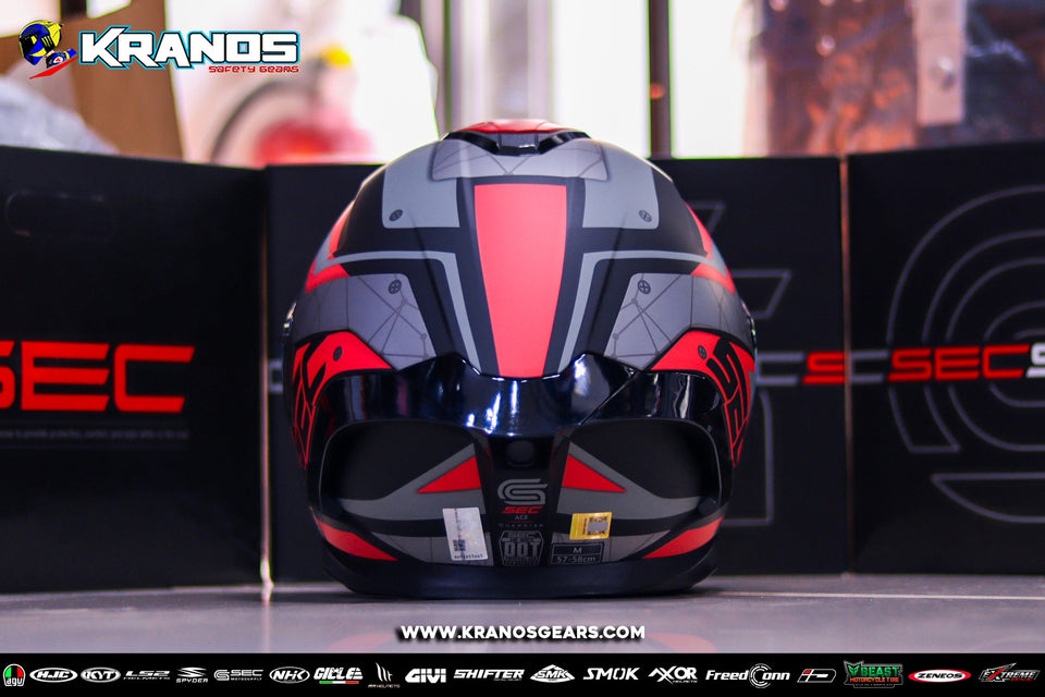 SEC ACE GUARDIAN BLACK RED GREY INSTALL RAINBOW VISOR WITH FREE CLEAR LENS (DUAL VISOR)